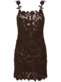 Blumarine floral-crochet cotton-blend minidress - Brown