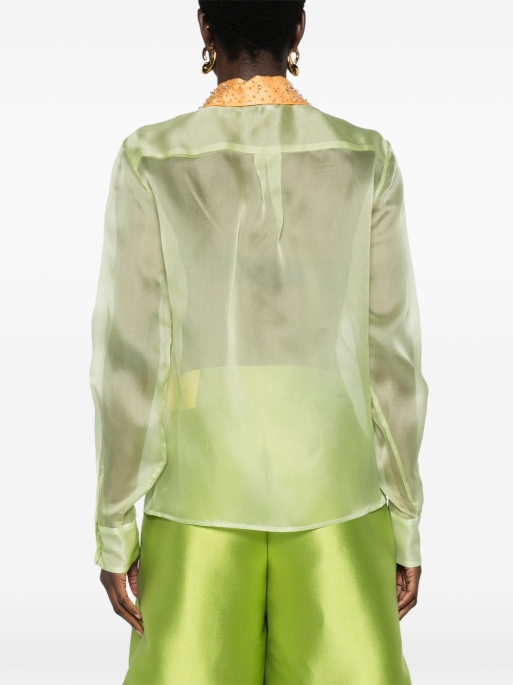 Shop Fabiana Filippi Semi-sheer Silk Shirt In Green