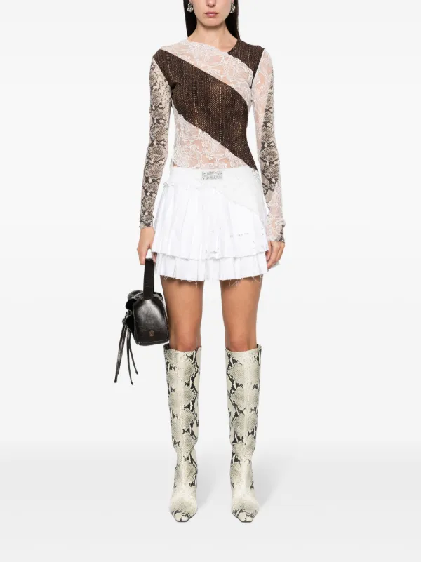Marine Serre Upcycled lace-detail Top | Brown | FARFETCH JO Marine Serre Upcycled lace-detail Top | Brown | FARFETCH JO