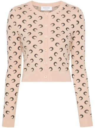 Marine Serre Crescent Moon Jacquard Knitted Cardigan