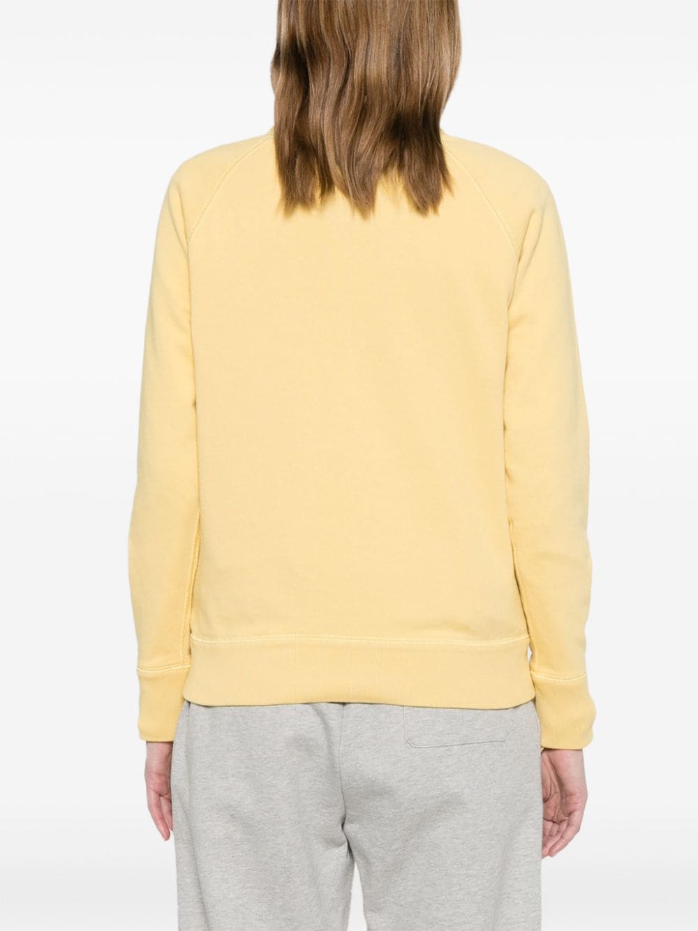 Shop Marant Etoile Flocked Logo Seam-detail Sweatshirt In Yellow