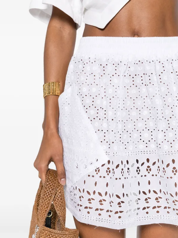 ミニスカート ERMANNO SCERVINO White viscose blend skirt Ermanno Scervino broderie-anglaise Mini Skirt | White