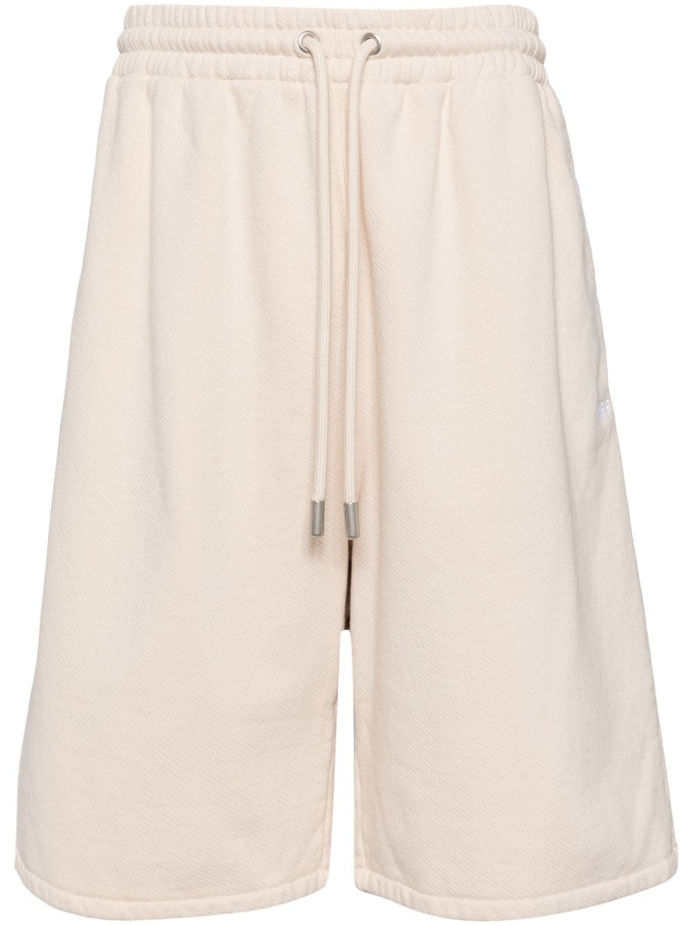 Off-White Diag-stripe cotton track shorts Beige