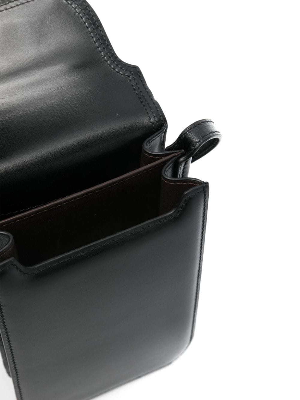 Shop Lemaire Small Calepin Leather Messenger Bag In Black