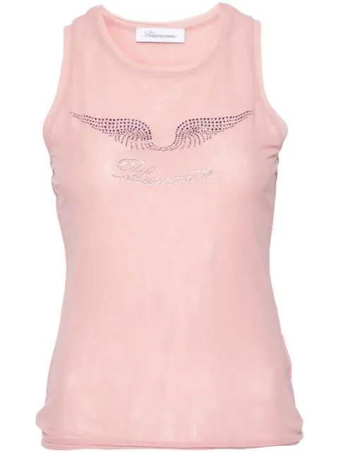 Blumarine rhinestone-detailing mesh tank top