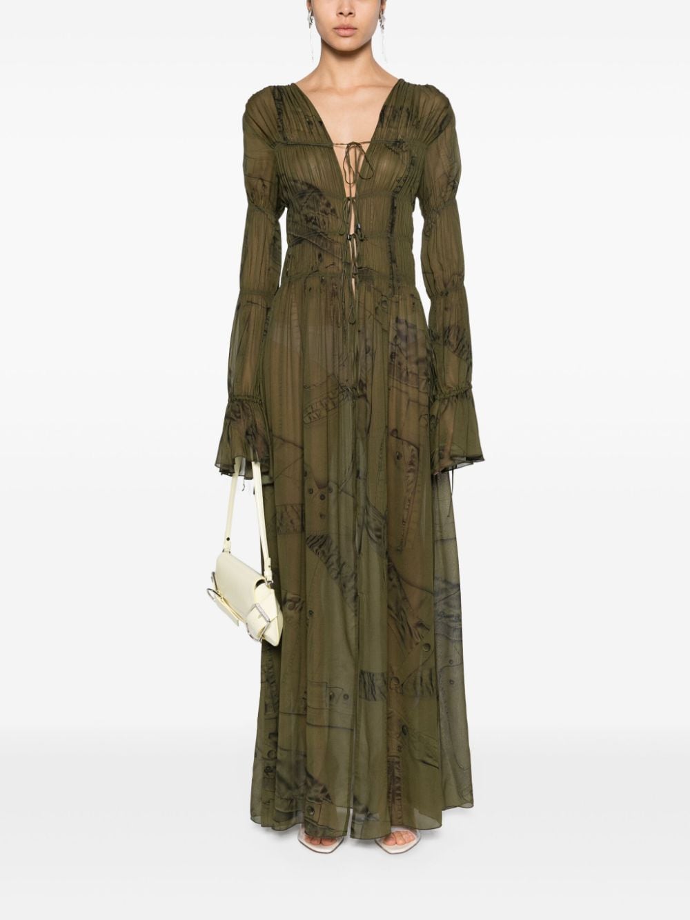 Blumarine Maxi-jurk met camouflageprint Groen