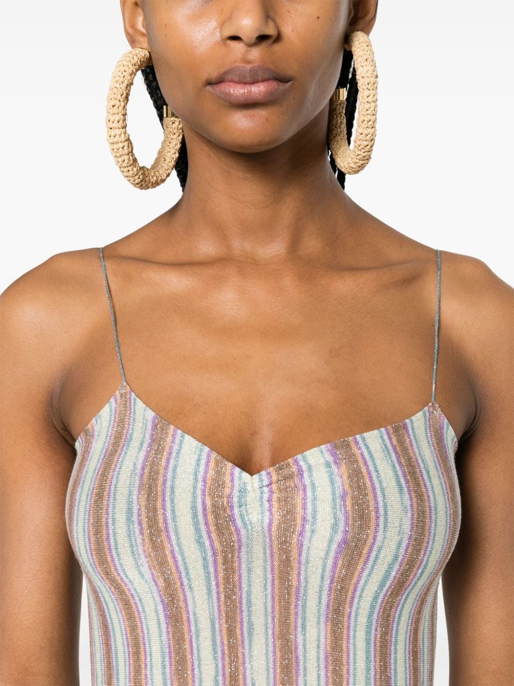 Shop Gimaguas Simi Strip-pattern Mini Dress In Brown