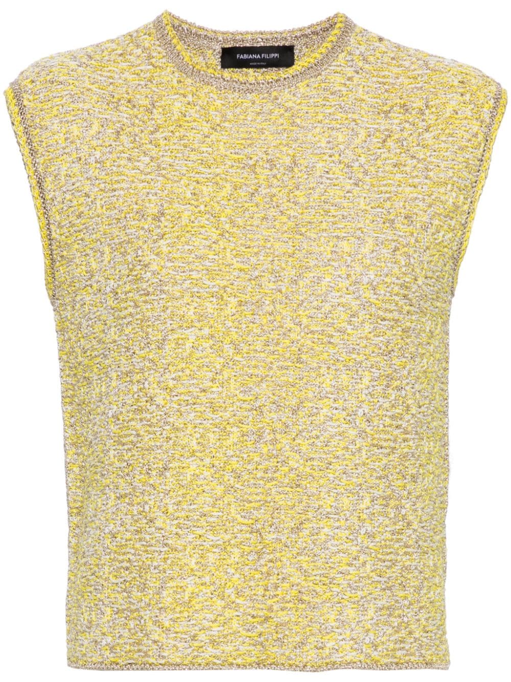 Fabiana Filippi Lurex-detail Bouclé Top In Yellow