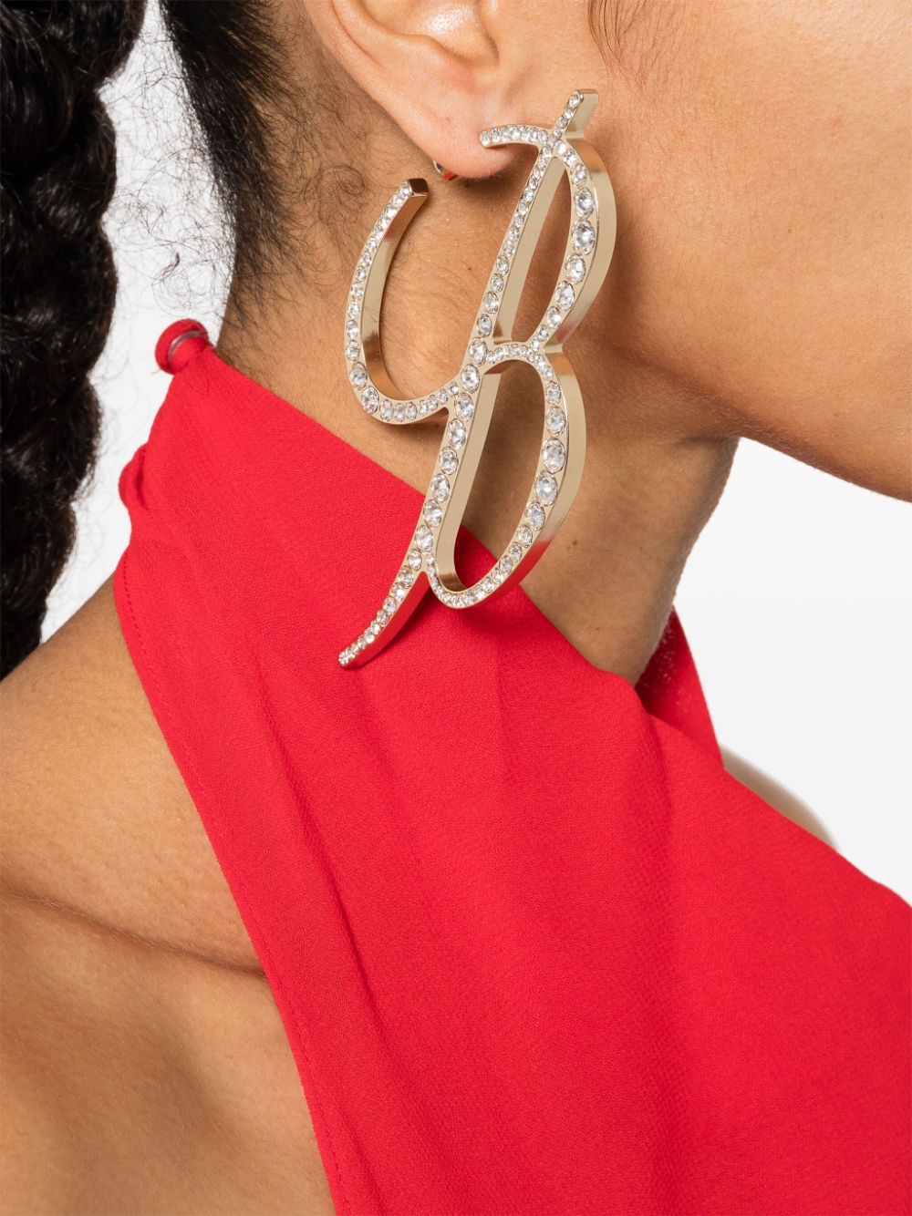 Blumarine crystal-embellished B-motif earring - Goud