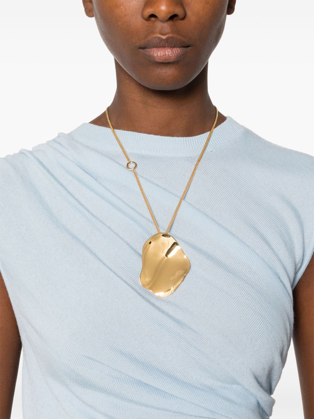 Shop Jil Sander Oversize-pendant Necklace In Gold