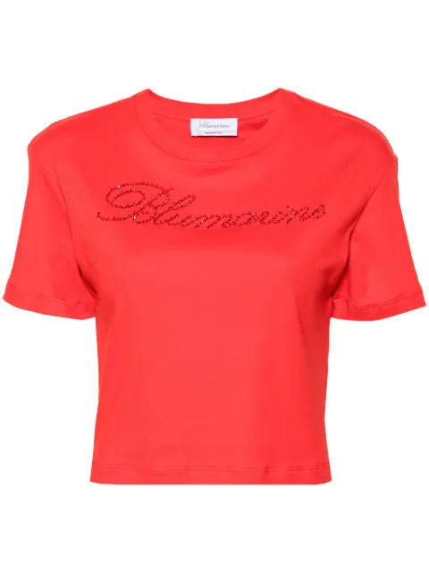 Blumarine rhinestone-embellished cotton T-shirt