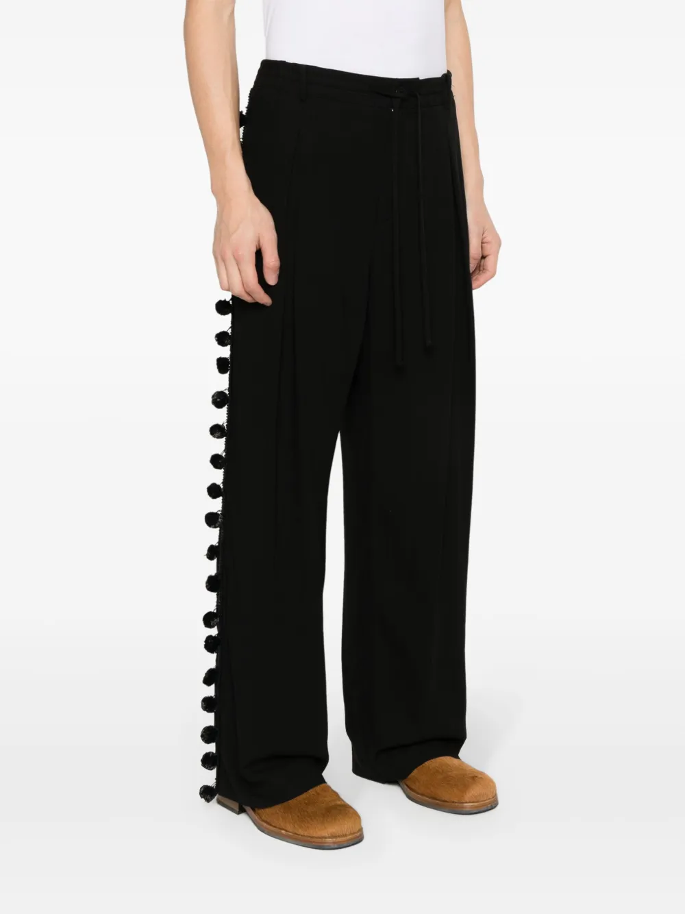 Shop Wales Bonner Menelik Drop-crotch Trousers In Black