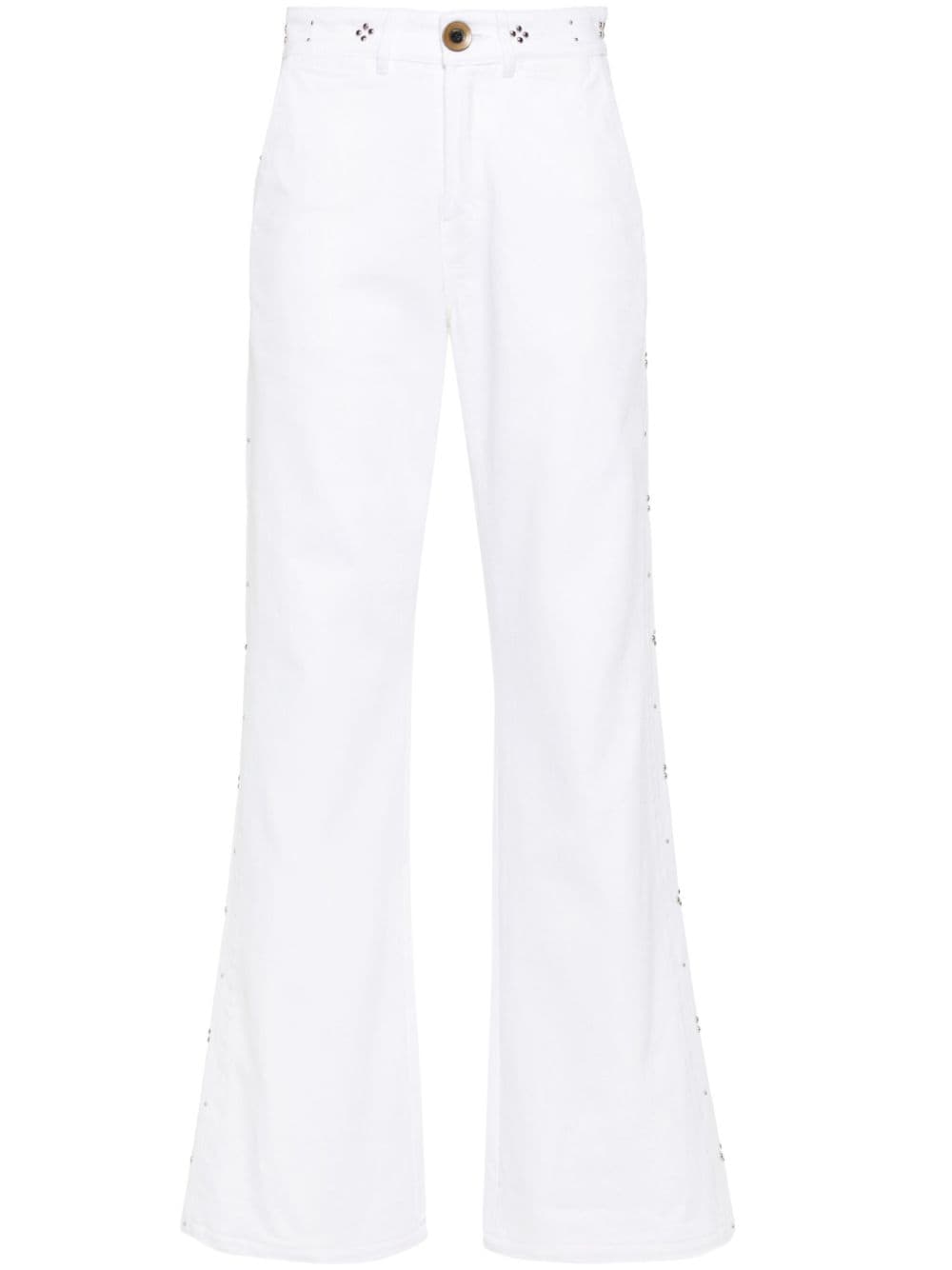 Wales Bonner Stud-detail Straight-leg Jeans In White