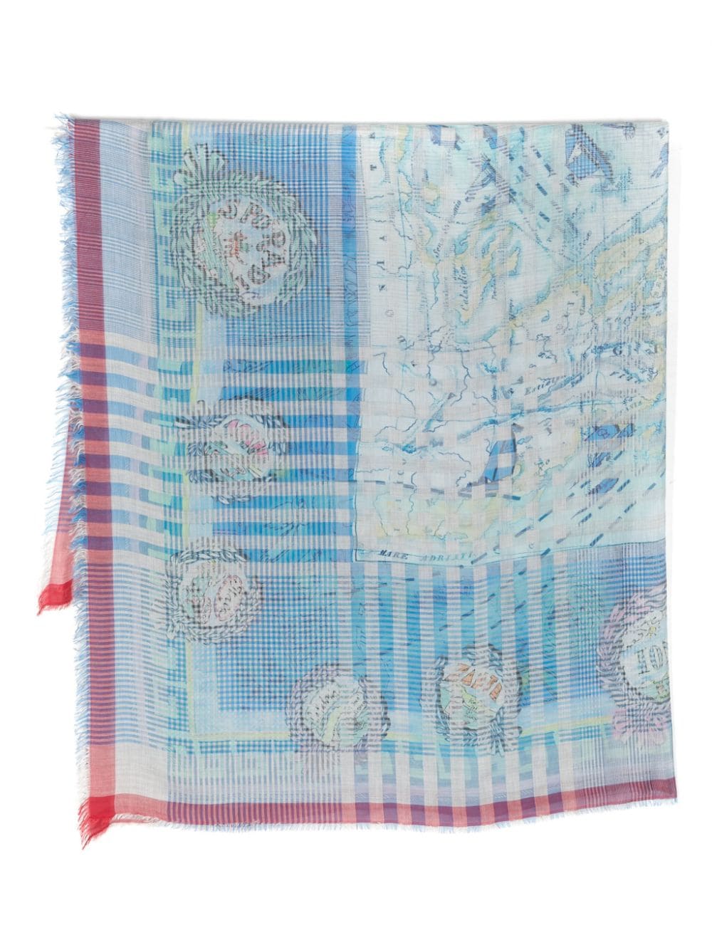 Faliero Sarti Abstract-pattern Print Modal-blend Scarf In Blue