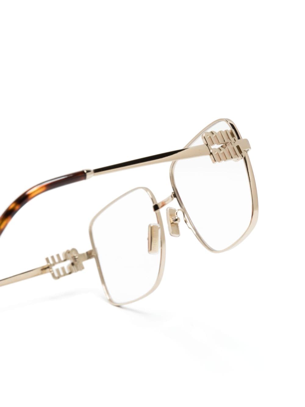 Shop Miu Miu Square-frame Glasses In Gold