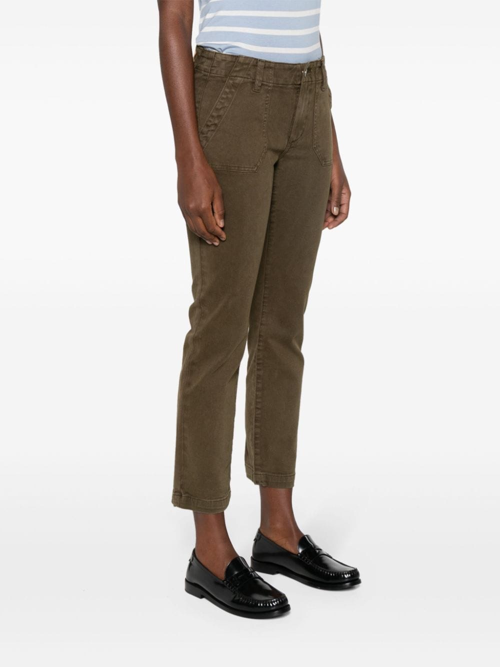 Shop Paige Mayslie Straight-leg Cropped Jeans In Green