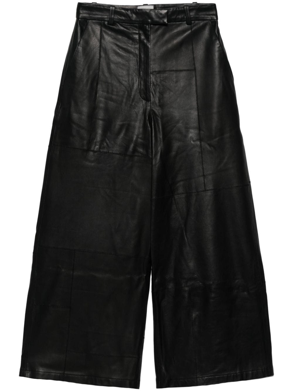 wide-leg cropped leather trousers
