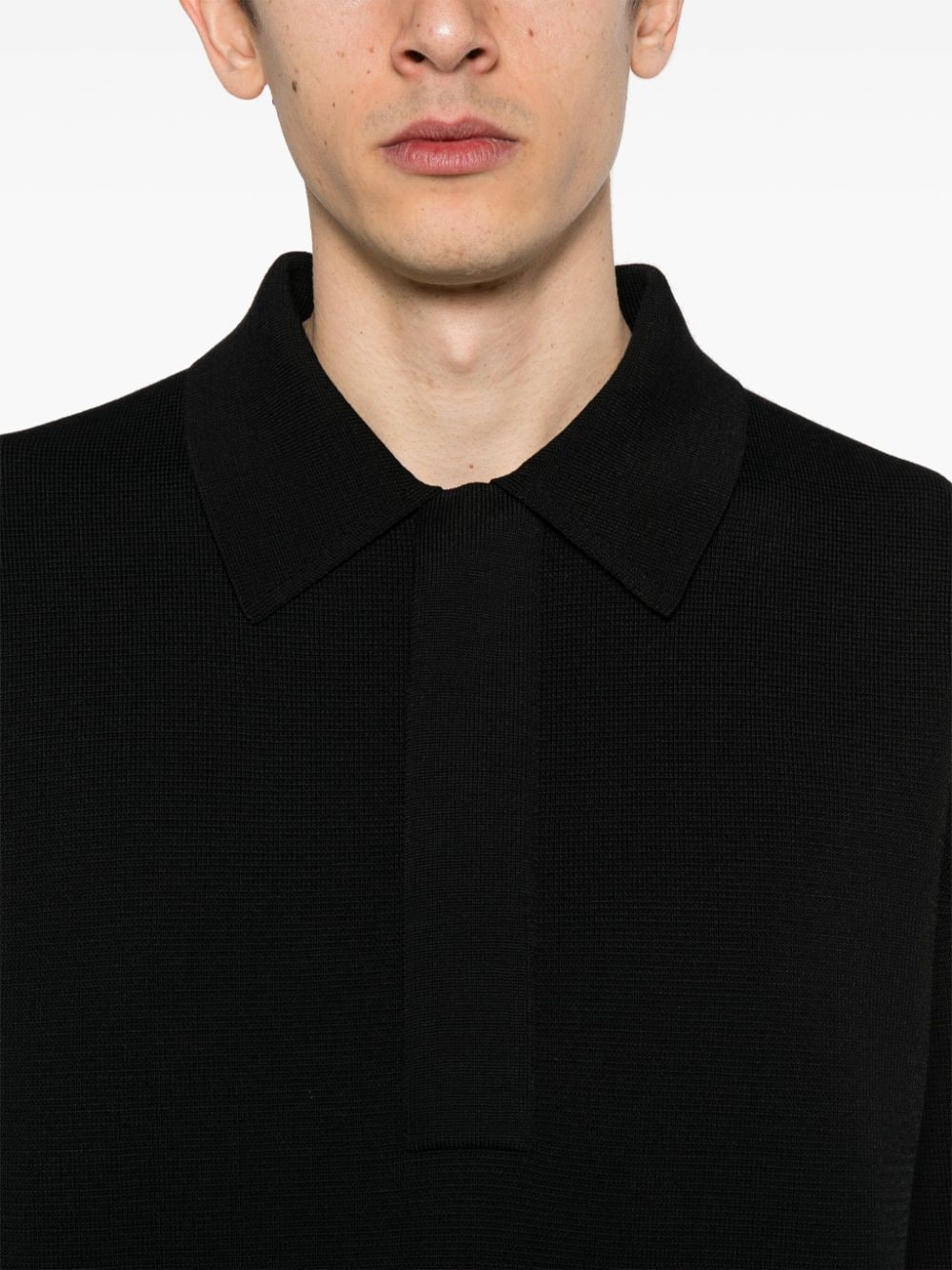 Shop Jil Sander Knitted Polo Shirt In Black