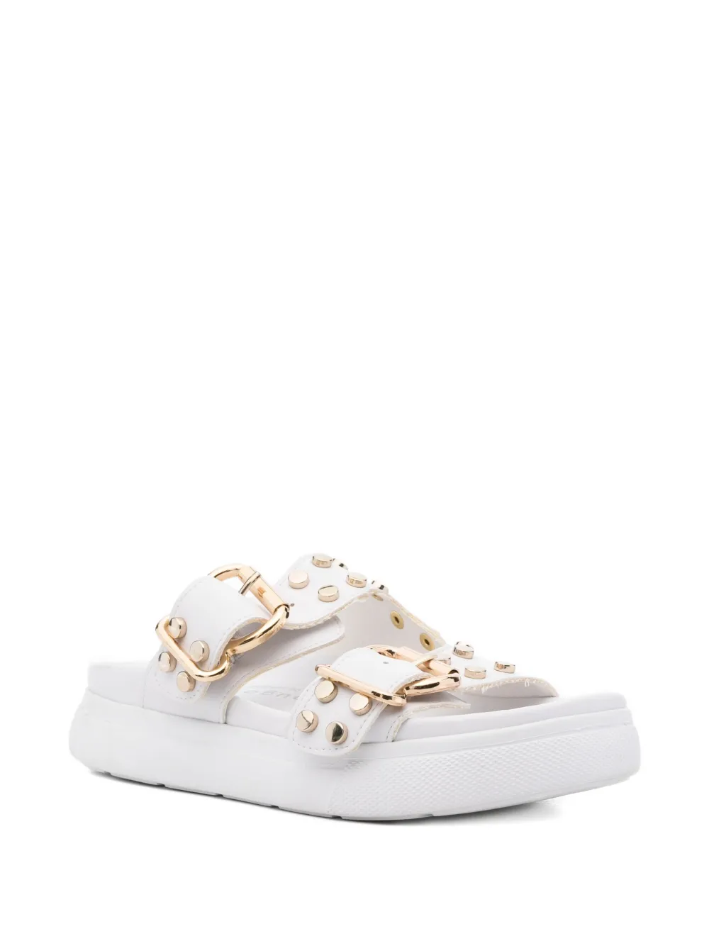 Bugatti buckle-studded slides White