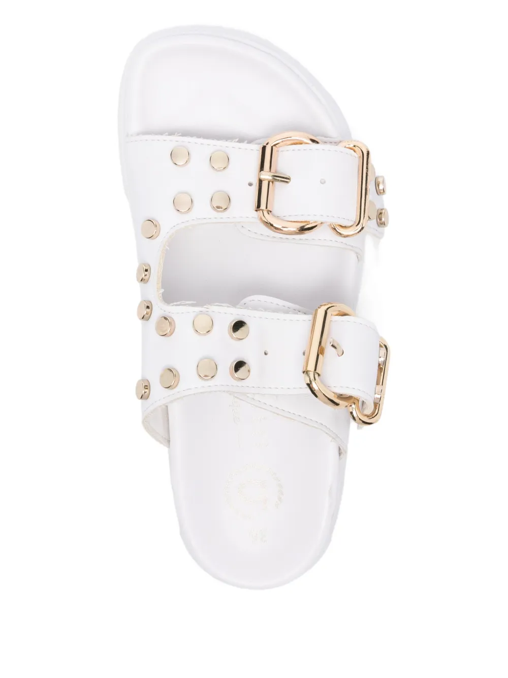 Bugatti buckle-studded slides White