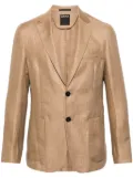 Zegna single-breasted linen blend blazer - Brown