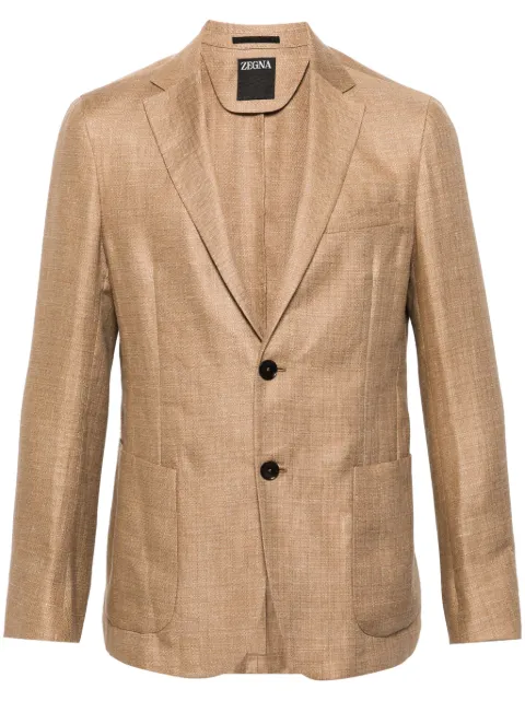 Zegna single-breasted linen blend blazer