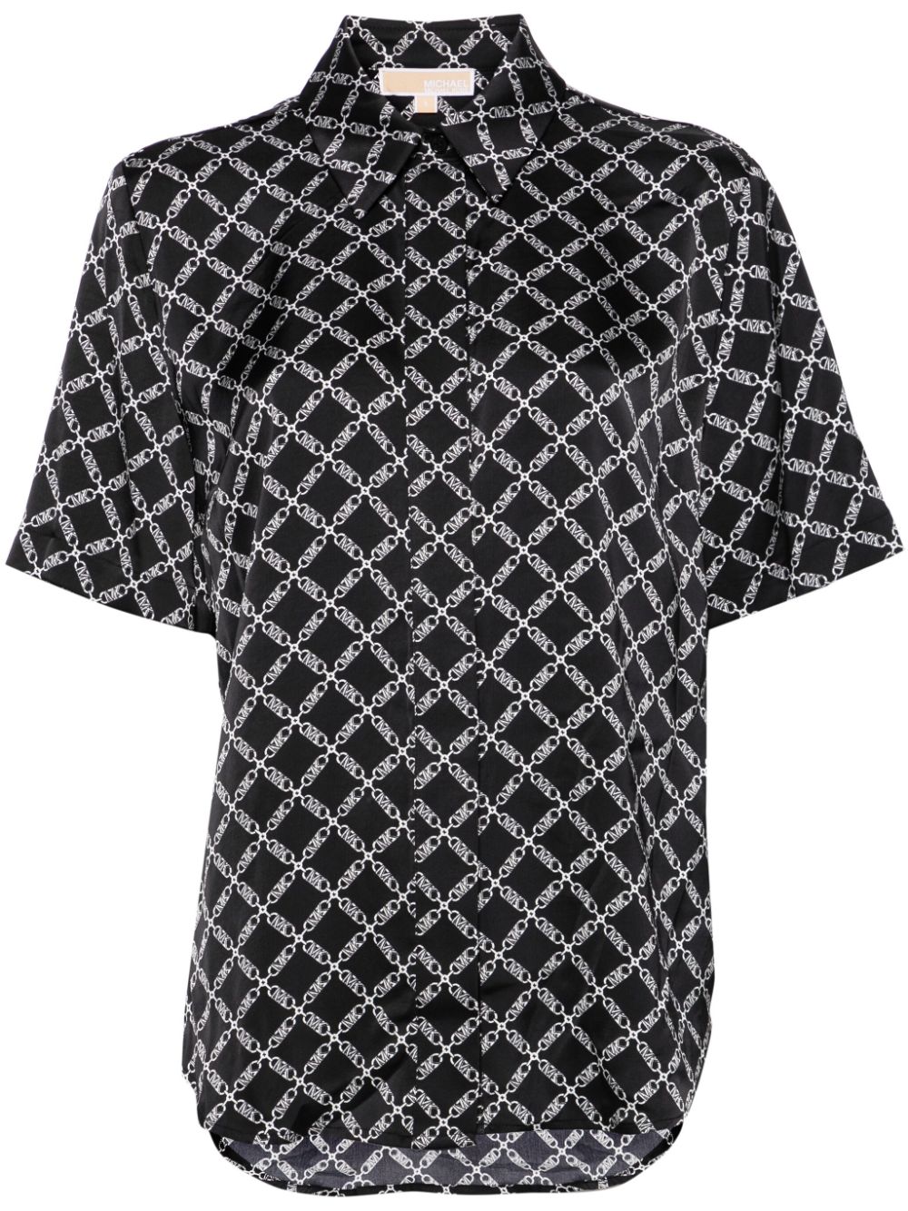 Shop Michael Michael Kors Logo-print Satin Shirt In Black