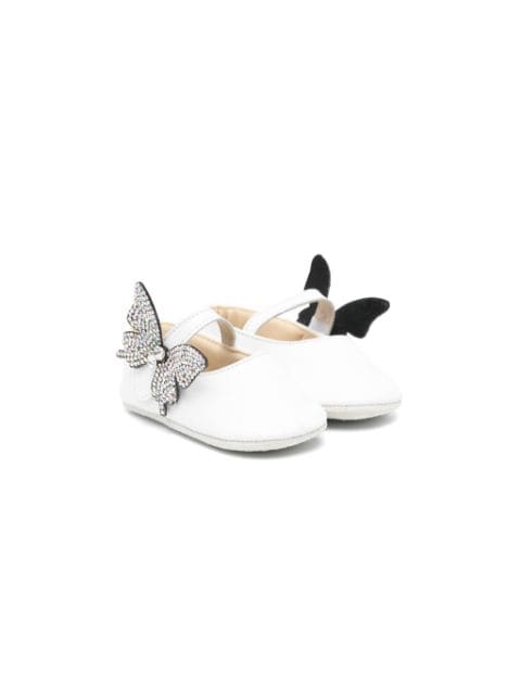 BabyWalker butterfly-appliqué leather ballerina shoes