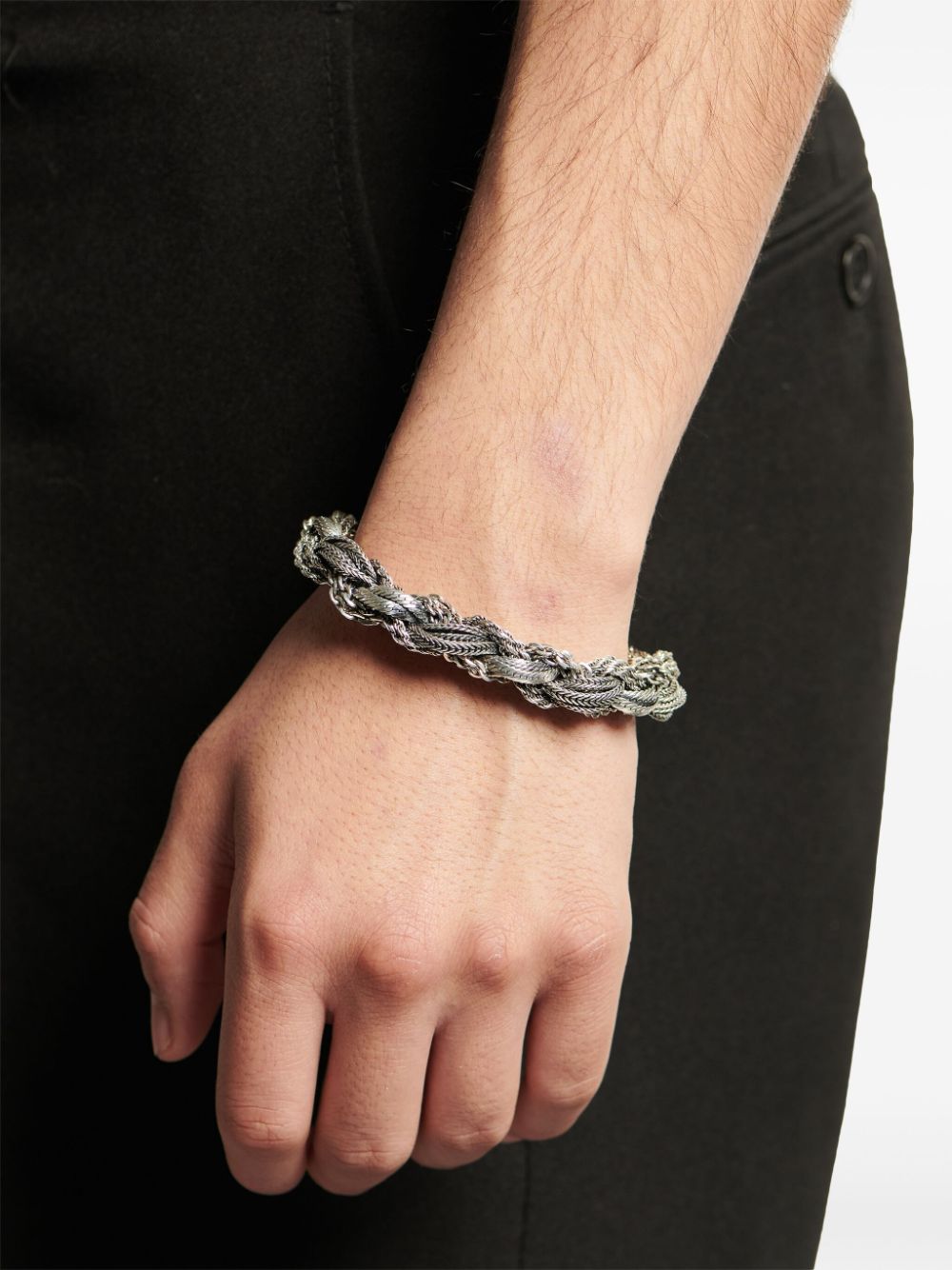 Shop Emanuele Bicocchi Round Braid Bracelet In Silver