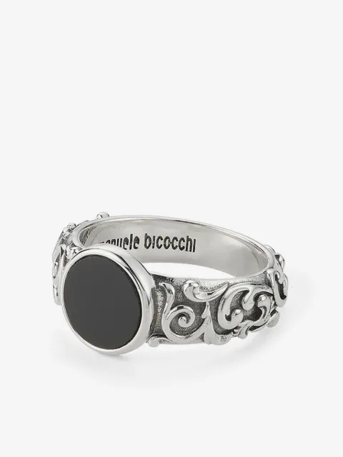 Emanuele Bicocchi arabesque engraved chevalier ring