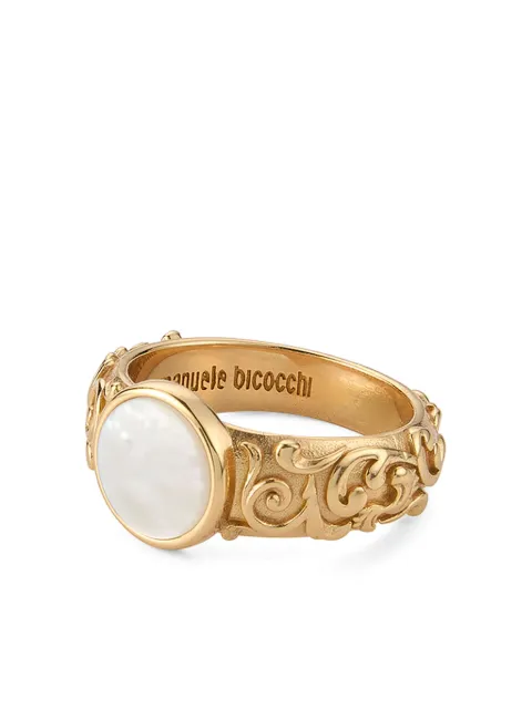 Emanuele Bicocchi arabesque engraved chevalier ring