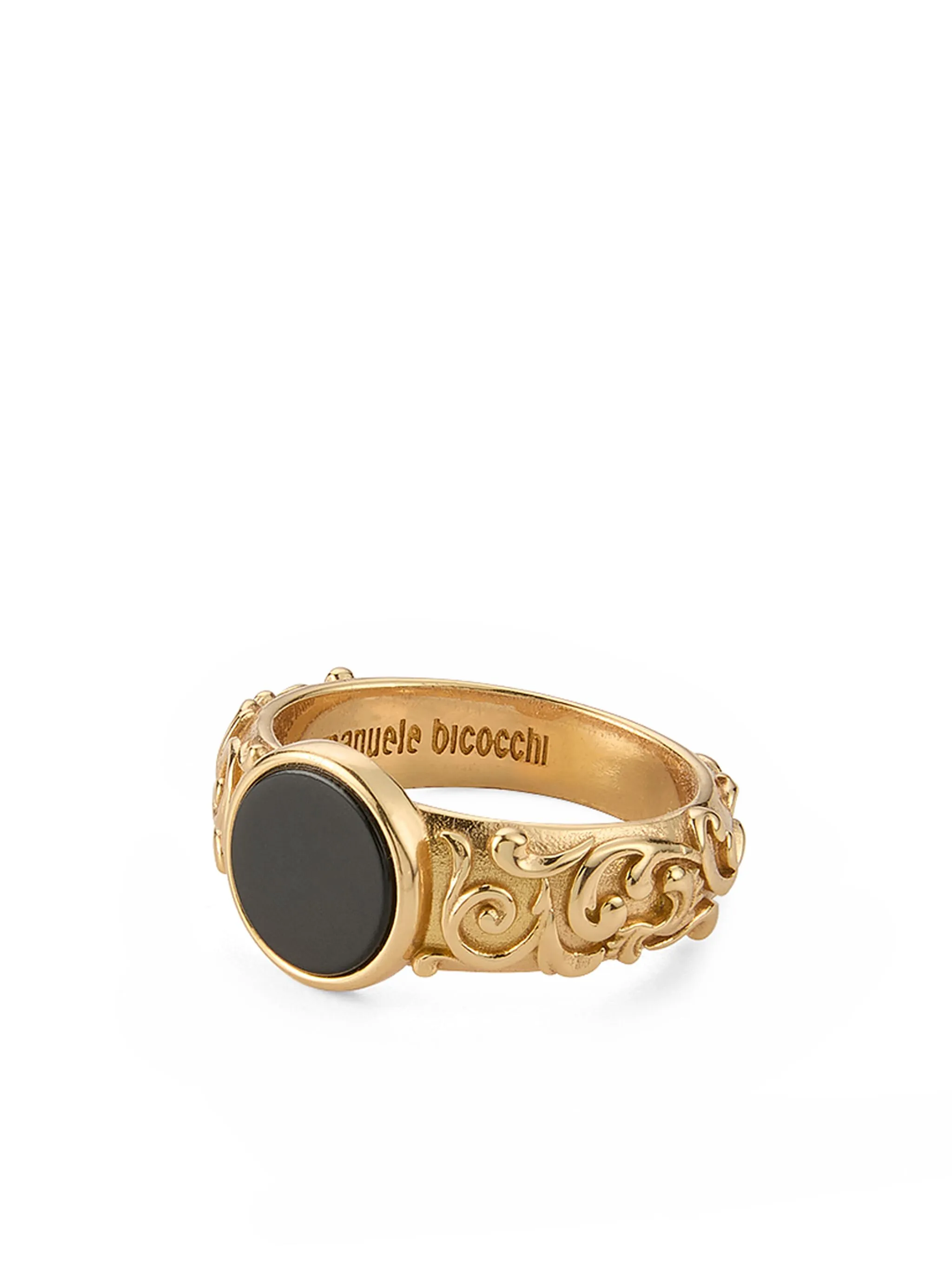 Emanuele Bicocchi arabesque engraved chevalier ring