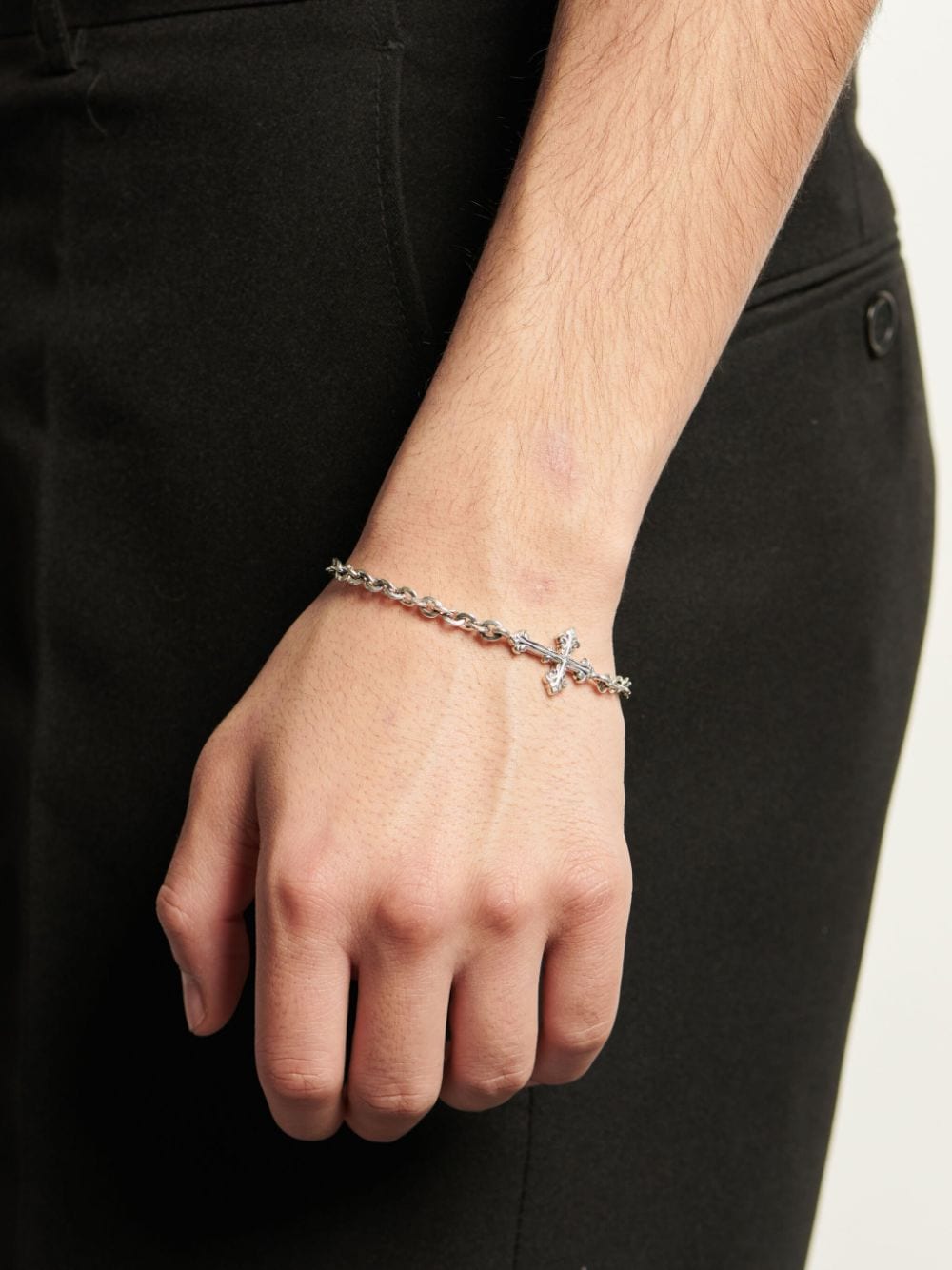Shop Emanuele Bicocchi Avelli Cross Bracelet In Silver