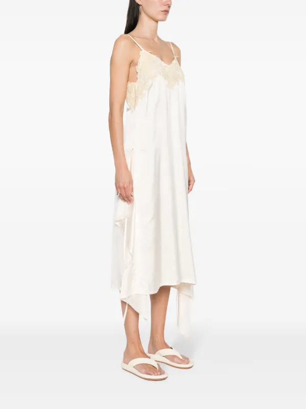 Plan C Floral-lace Satin Slip Dress - Neutrals Plan C Floral-lace Satin Slip Dress - Neutrals