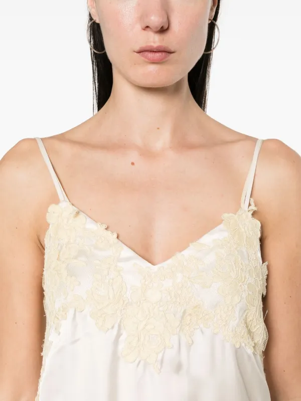 Plan C floral-lace Satin Slip Dress Neutrals FARFETCH IN