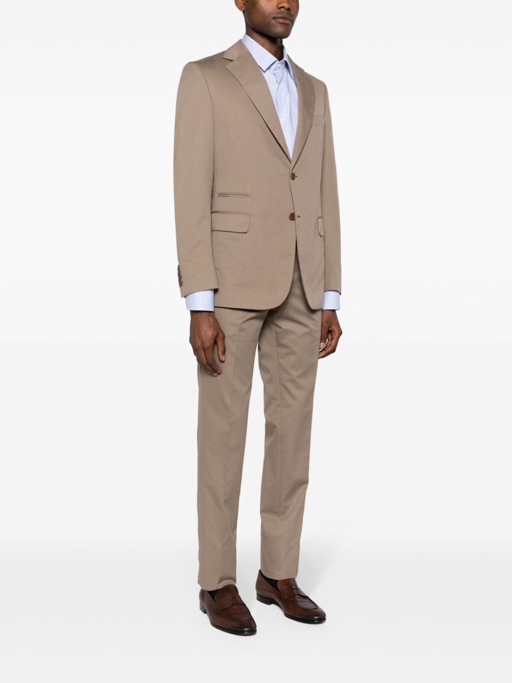 Shop Brioni Single-breasted Twill Suit In Neutrals