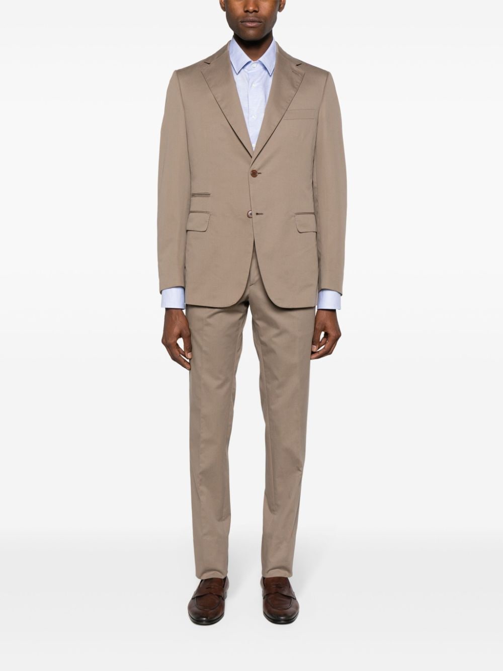 Brioni single-breasted twill suit - Beige