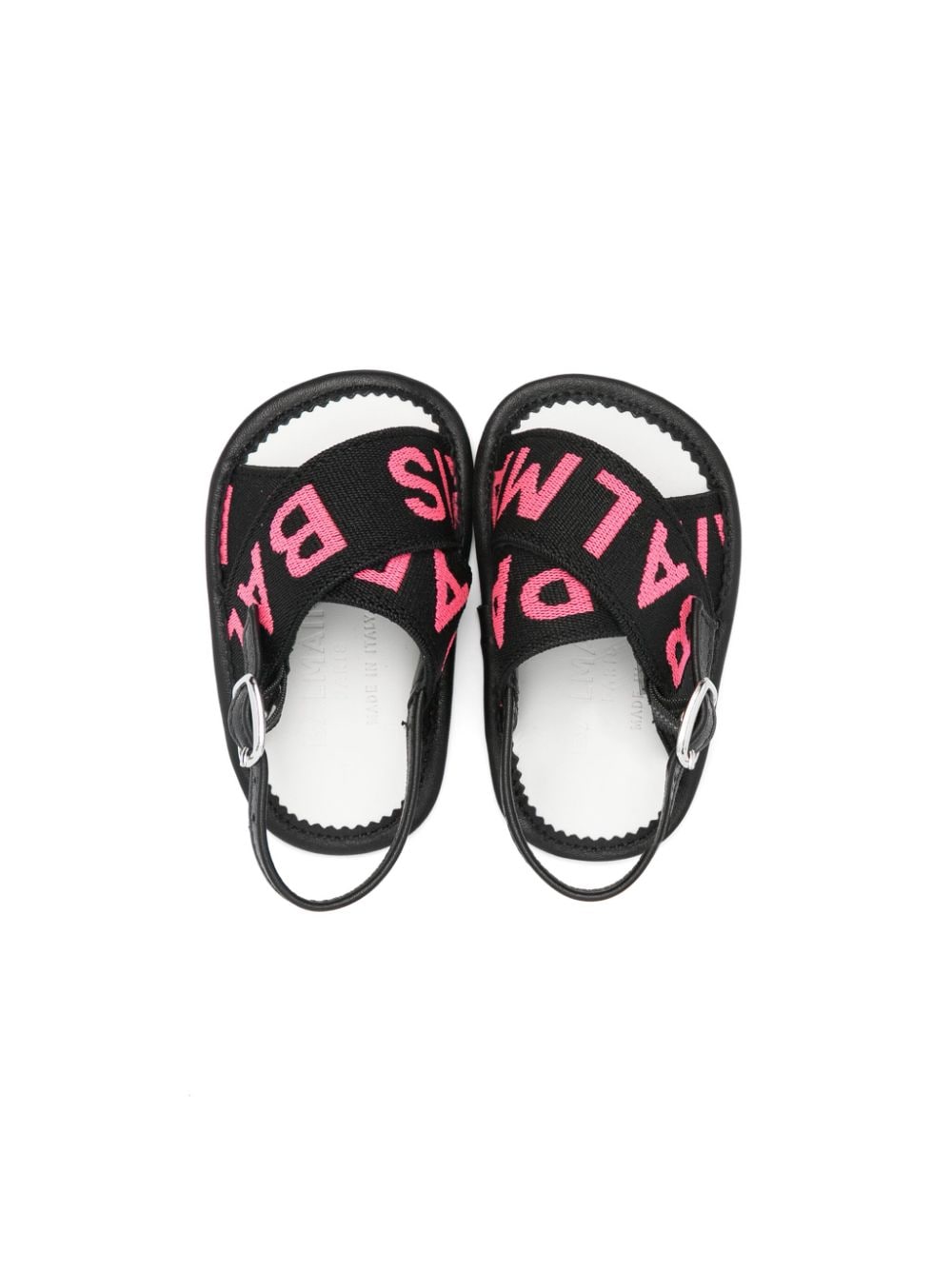 Shop Balmain Logo-jacquard Slingback-strap Sandals In Black