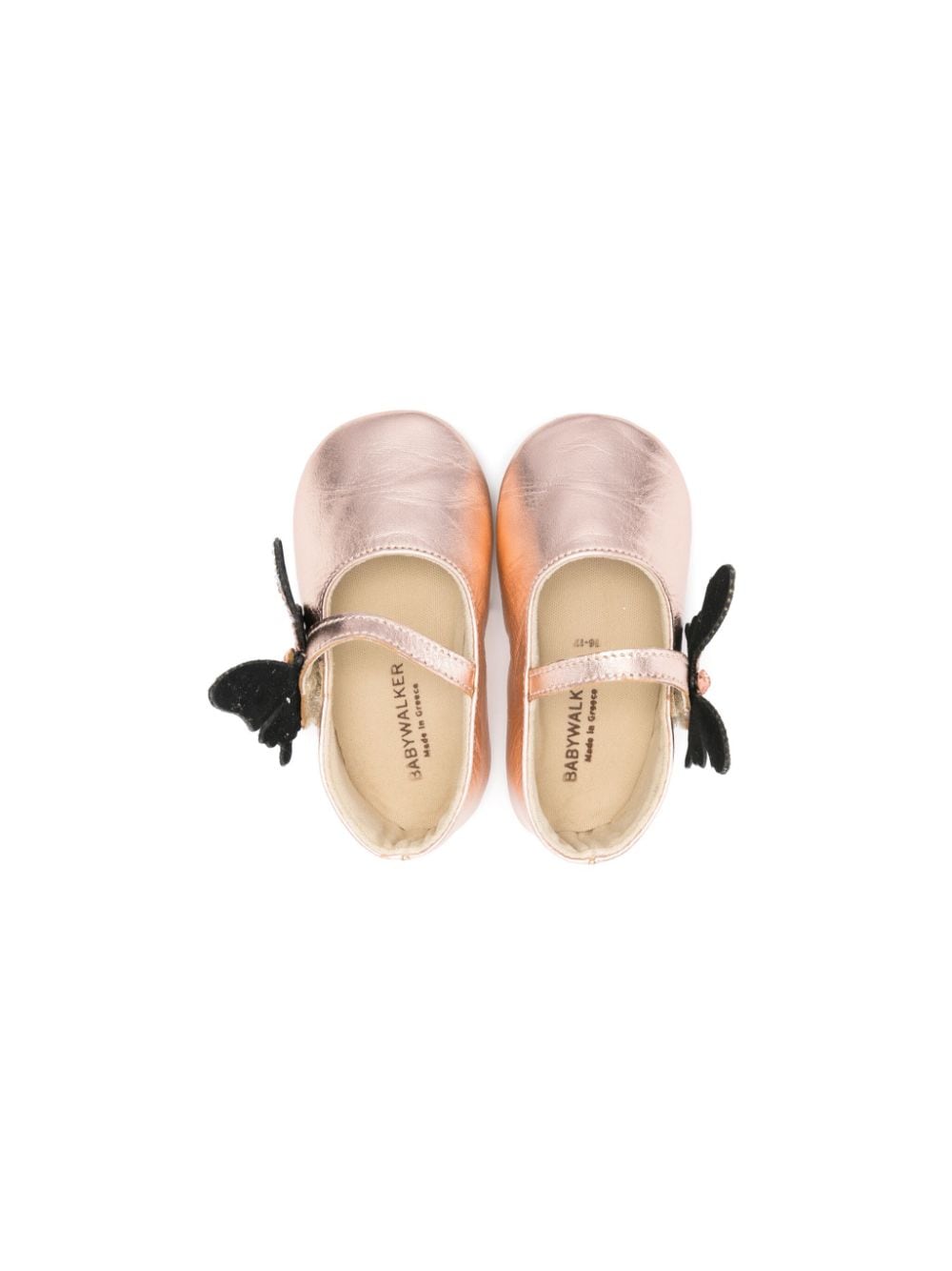 BabyWalker butterfly-appliqué leather ballerina shoes Pink