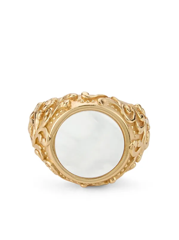 Emanuele Bicocchi Arabesque Engraved Sovereign Ring Gold FARFETCH