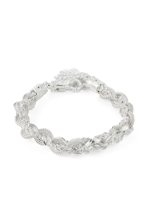 ブレスレット emanuele bicocchi BRAIDED NEW LOGO MEDIUM BRACELET Black Medium Braided Bracelet