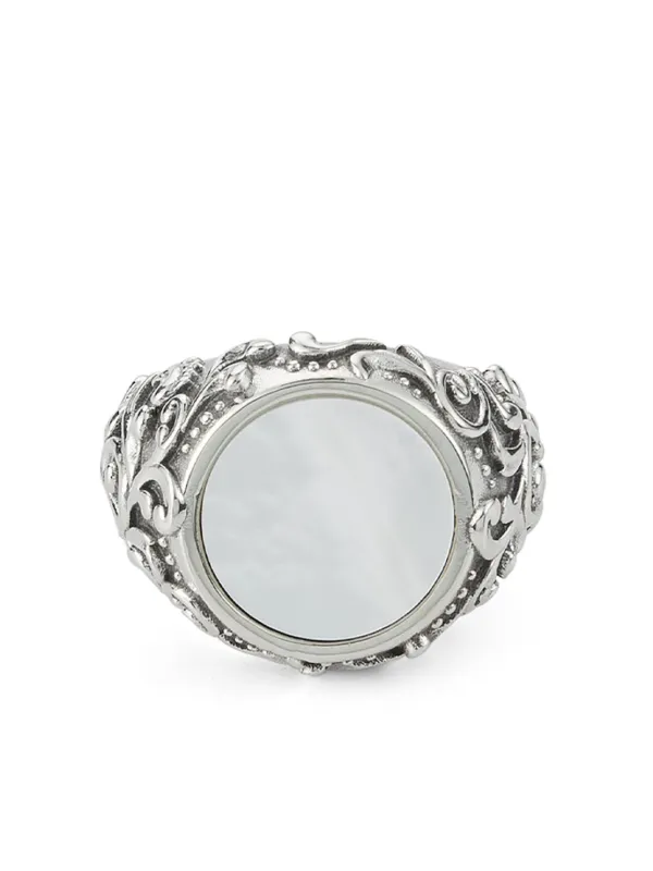 Emanuele Bicocchi Arabesque MoP Stone Ring | Silver | FARFETCH