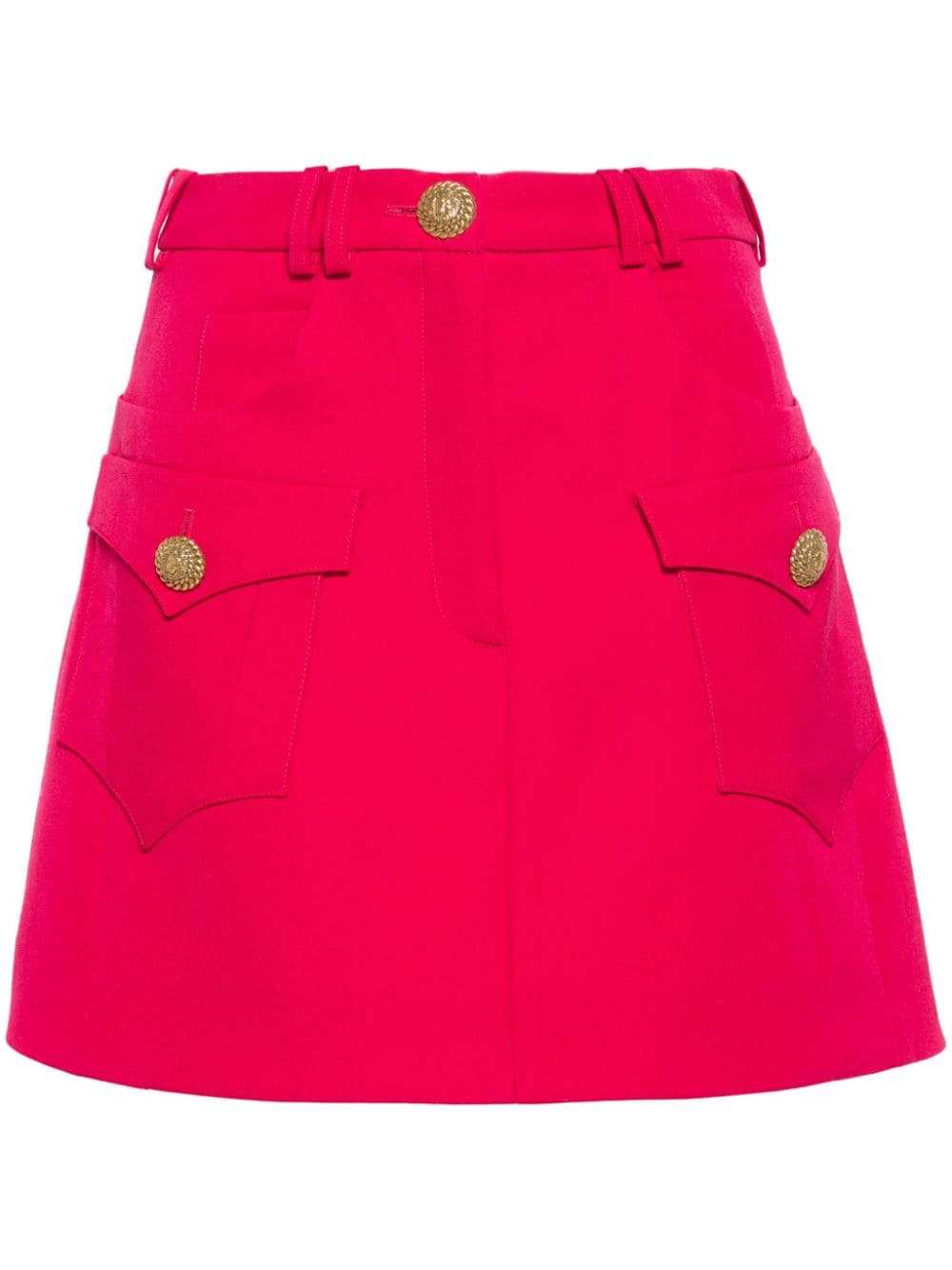 Balmain Lion Engraved-buttons Mini Skirt In 粉色
