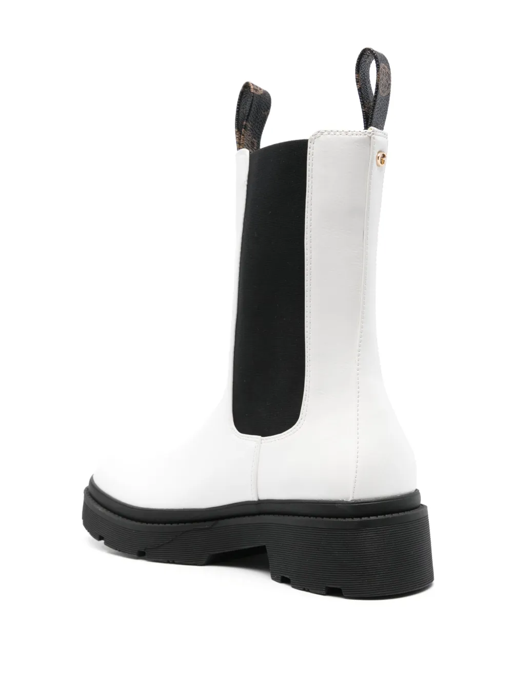 Guess Usa Logo-plaque Chelsea Leather Boots In White