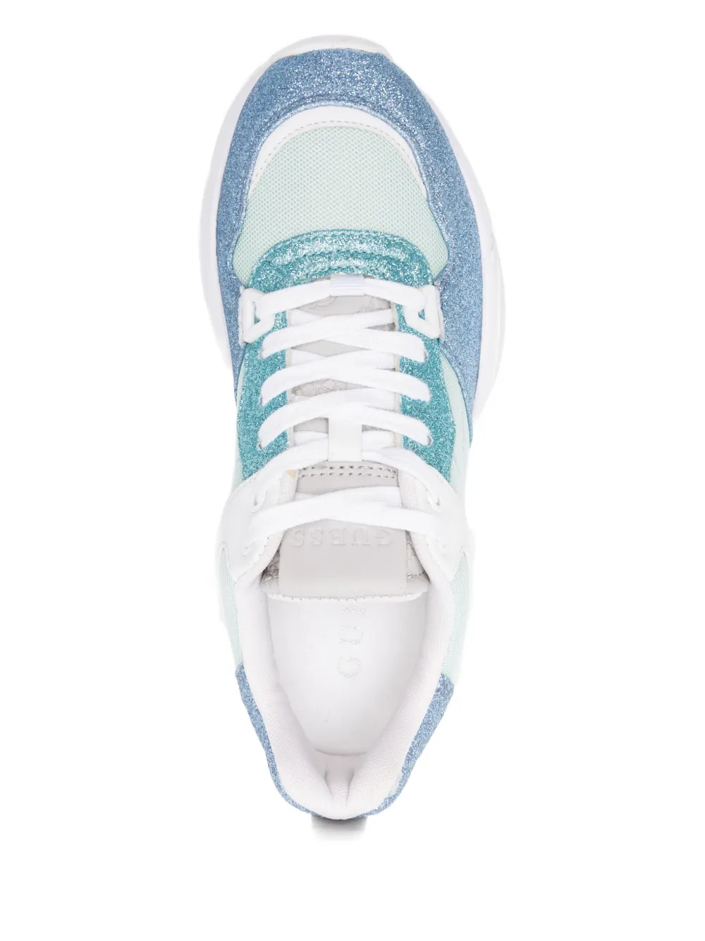 Guess Usa Glitter Panelled Sneakers In White