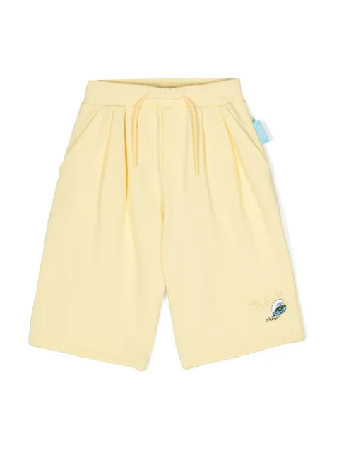 Emporio Armani Kids x The Smurfs logo-appliqué cotton shorts