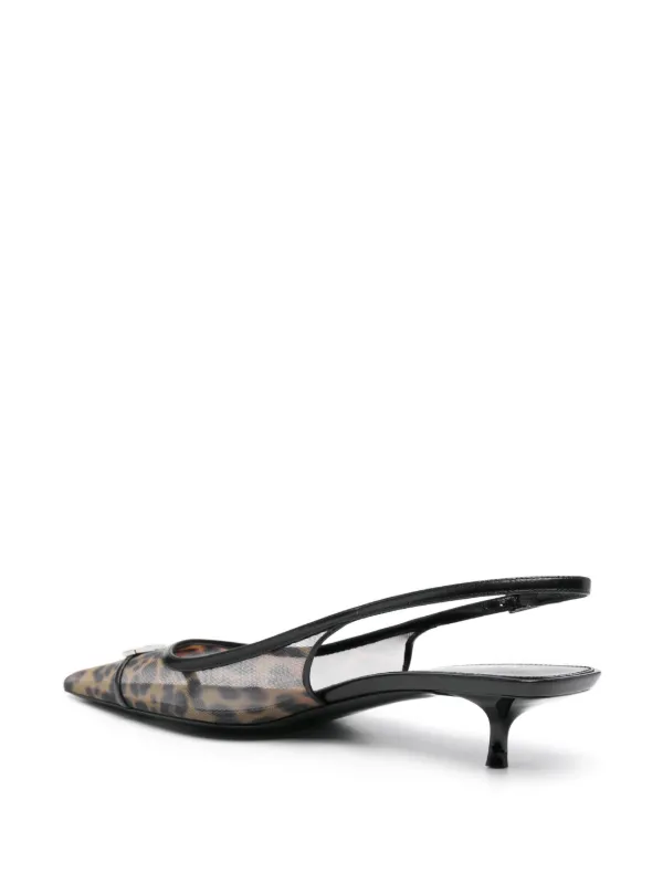 送料関税込■Saint Laurent■Oxalis 30 スリングバック パンプス Oxalis 30 leather-trimmed slingback pumps in black - Saint
