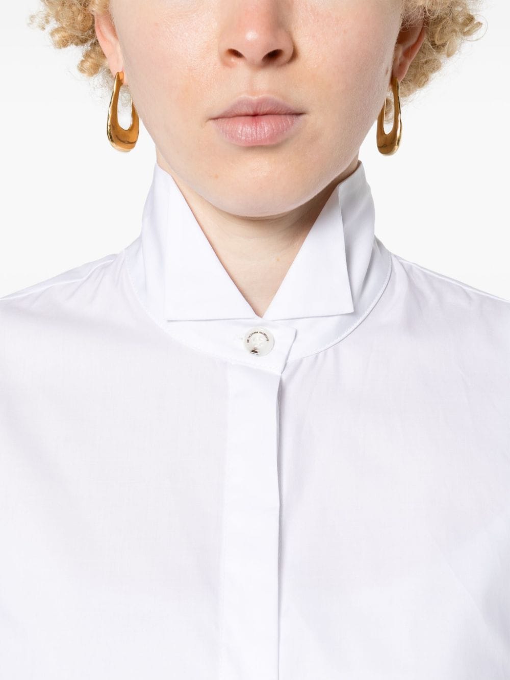 Shop Elisabetta Franchi Cotton Shirt Dress In White