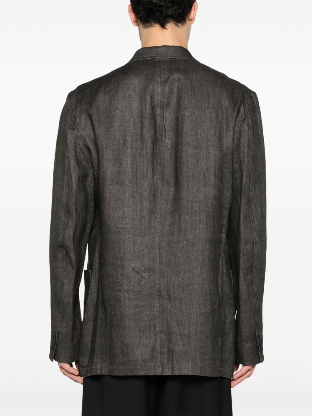 Shop Yohji Yamamoto Notched-lapels Single-breasted Blazer In Grey