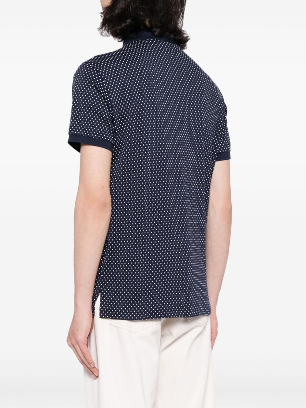 Shop Polo Ralph Lauren Polka-dot Cotton Polo Shirt In Blue